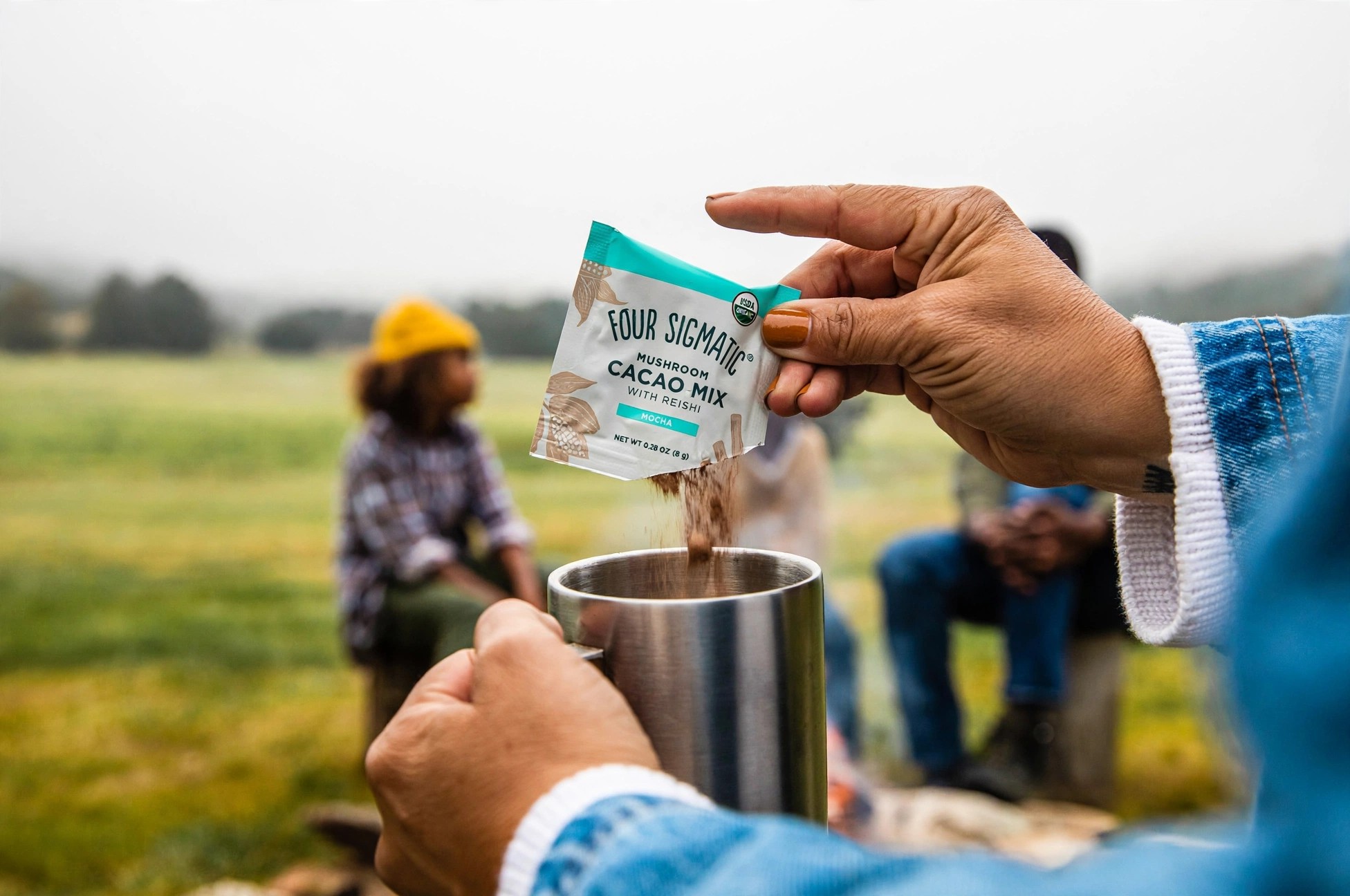 Cacao poured outside